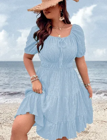 Rochie medie SHEIN CURVE, bleu Albastru