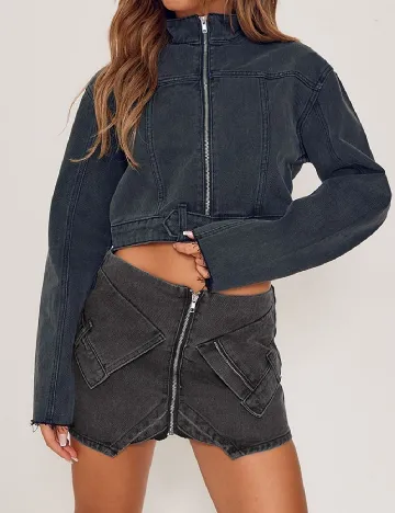 Fusta PRETTYLITTLETHING, gri inchis