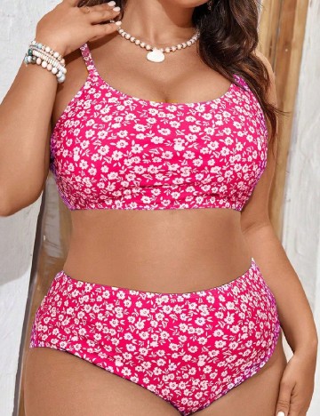 Costum de baie SHEIN CURVE, roz