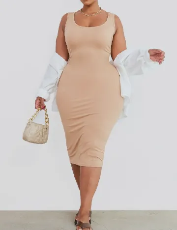 Rochie medie PRETTYLITTLETHING Plus Size, bej