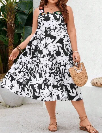 Rochie medie SHEIN CURVE, alb/negru Alb