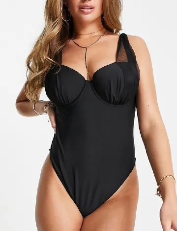 Costum de baie Wolf & Whistle, negru Negru