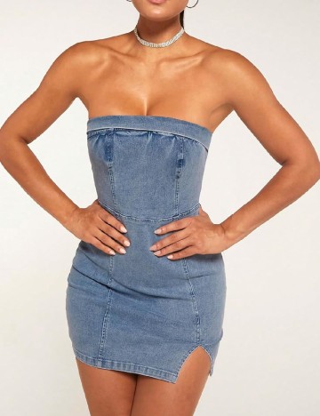 Rochie scurta SHEIN, albastru denim