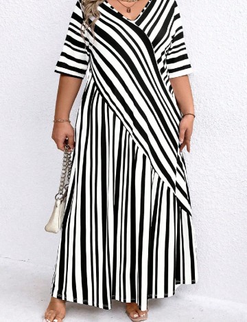 Rochie lunga SHEIN CURVE, alb/negru