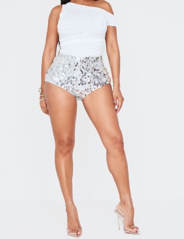 Pantaloni scurti PRETTYLITTLETHING, argintiu
