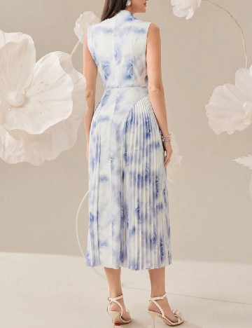 Rochie medie SHEIN, albastru/alb