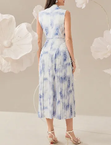 Rochie medie SHEIN, albastru/alb