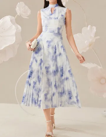Rochie medie SHEIN, albastru/alb