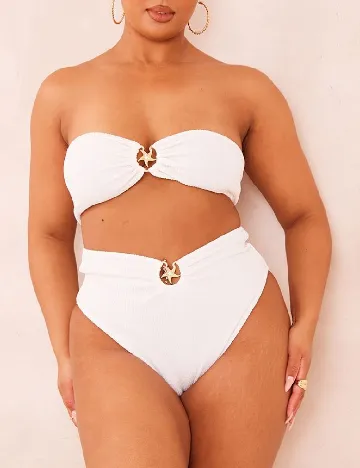Sutien de baie PRETTYLITTLETHING Plus Size, alb