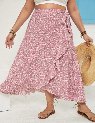 Fusta SHEIN CURVE, floral