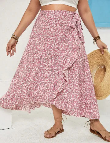 Fusta SHEIN CURVE, floral