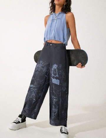 Pantaloni SHEIN, gri albastrui