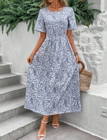 Rochie lunga SHEIN, alb/albastru