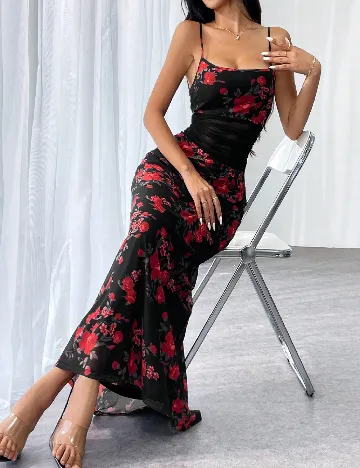 Rochie lunga SHEIN, rosu/negru
