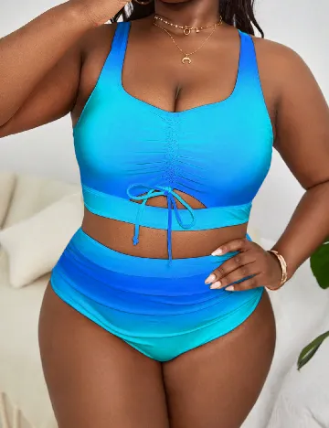 Costum de baie SHEIN CURVE, albastru