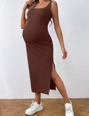 Rochie medie SHEIN Maternity, maro