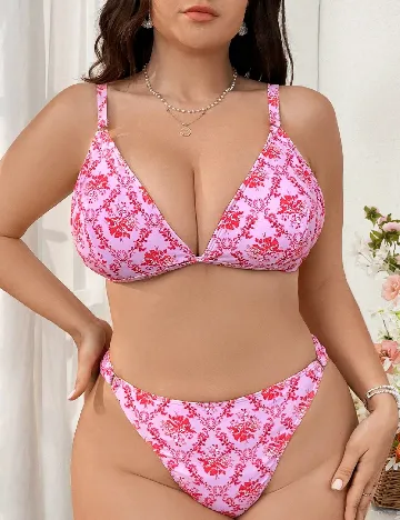 Costum de baie SHEIN CURVE, roz