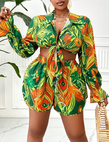 Compleu SHEIN CURVE, floral print