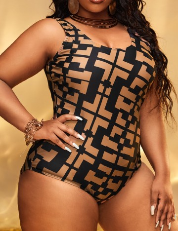Costum de baie SHEIN CURVE, maro