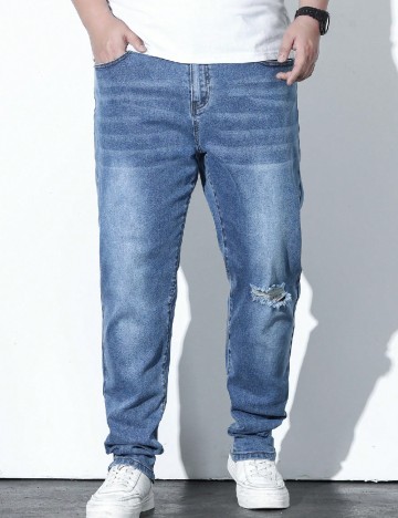 Blugi SHEIN Plus Size Men, albastru