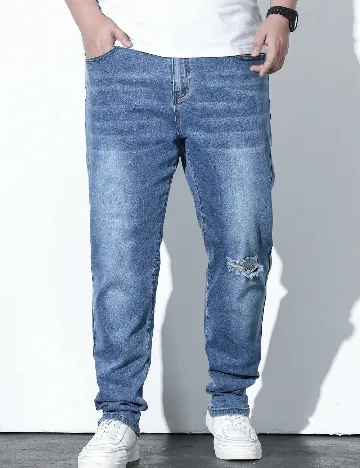 Blugi SHEIN Plus Size Men, albastru