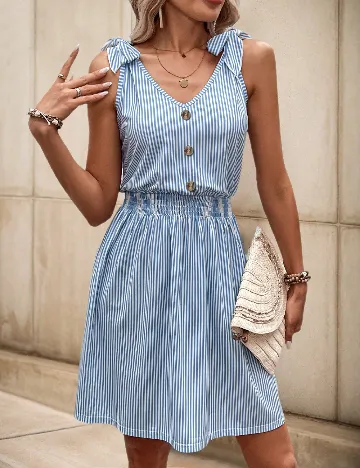 Rochie scurta SHEIN, alb/albastru