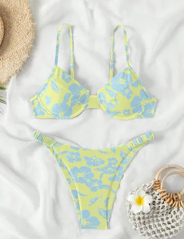 Costum de baie SHEIN, albastru/verde