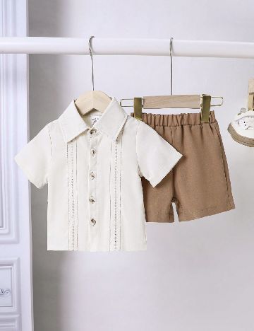 Compleu Shein Kids, maro/ecru