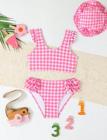 Costum de baie Shein Kids, roz
