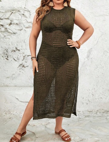 Rochie de plaja SHEIN CURVE, verde inchis