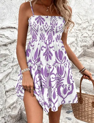 Rochie scurta SHEIN, alb/mov