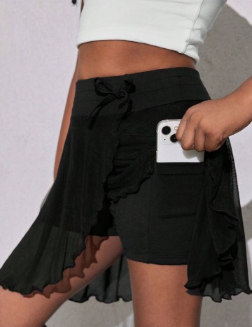 Fusta pantalon Shein Kids, negru