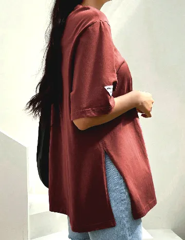 Tricou Oversize Dazy, caramiziu