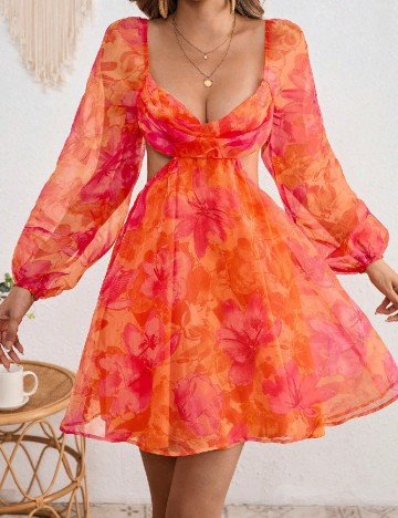 Rochie scurta SHEIN, portocaliu