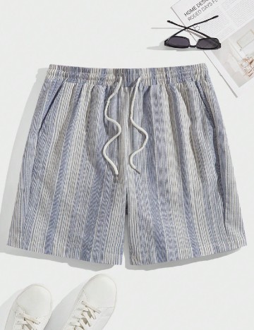 Pantaloni scurti SHEIN, albastru/alb