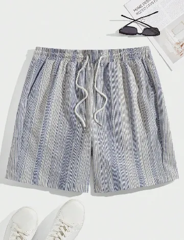 Pantaloni scurti SHEIN, albastru/alb