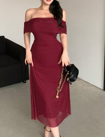 Rochie medie Dazy, visiniu
