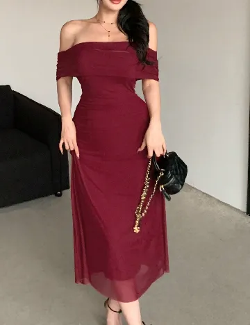 Rochie medie Dazy, visiniu