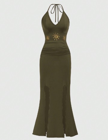 Rochie lunga Romwe, verde