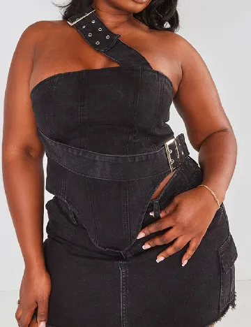 Top PRETTYLITTLETHING Plus Size, negru