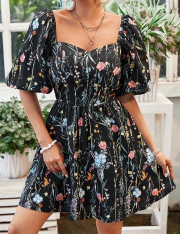 Rochie scurta SHEIN, floral print
