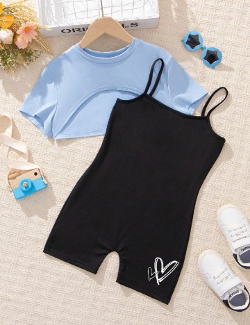 Salopeta Shein Kids, negru