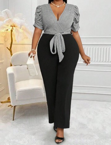 Salopeta SHEIN CURVE, gri/negru