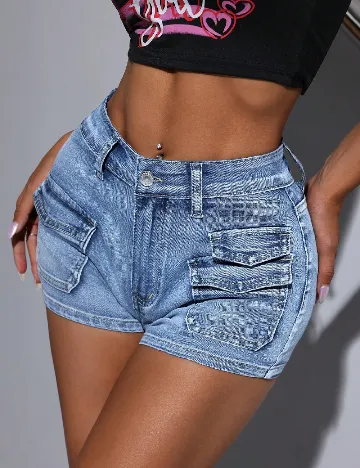 Pantaloni scurti SHEIN, albastru