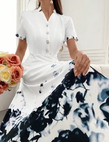 Rochie medie SHEIN, alb/albastru