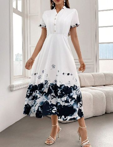 Rochie medie SHEIN, alb/albastru