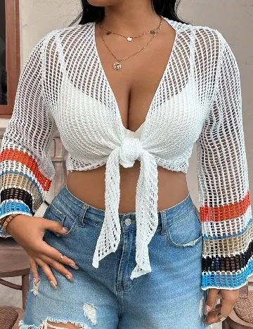 Bolero SHEIN CURVE, alb