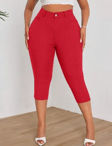 Pantaloni trei sferturi SHEIN CURVE, rosu