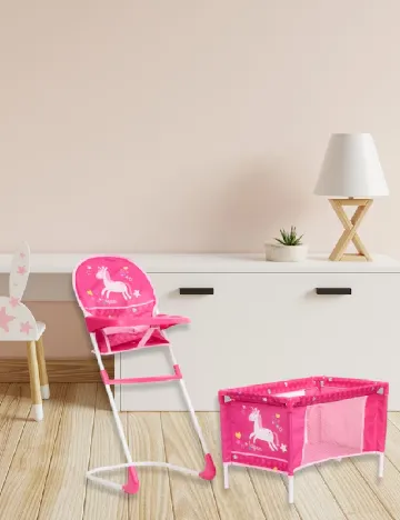 Set fotoliu si patut pentru papusi DOLLY STAR, roz Roz