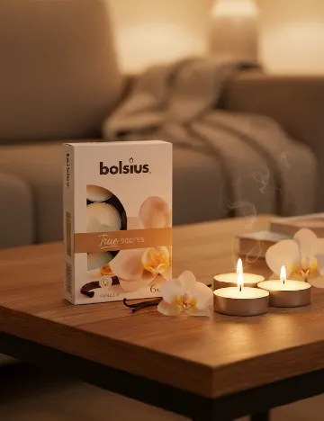 Set lumanari parfumate 6 bucati Bolsius, alb Alb